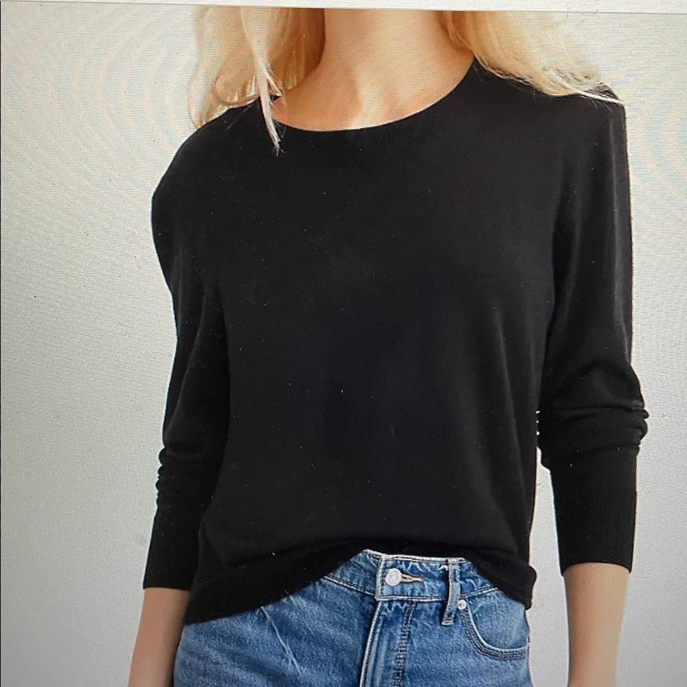 Black Long Sleeve Loft Lightweight Pullover Sweater Top SM